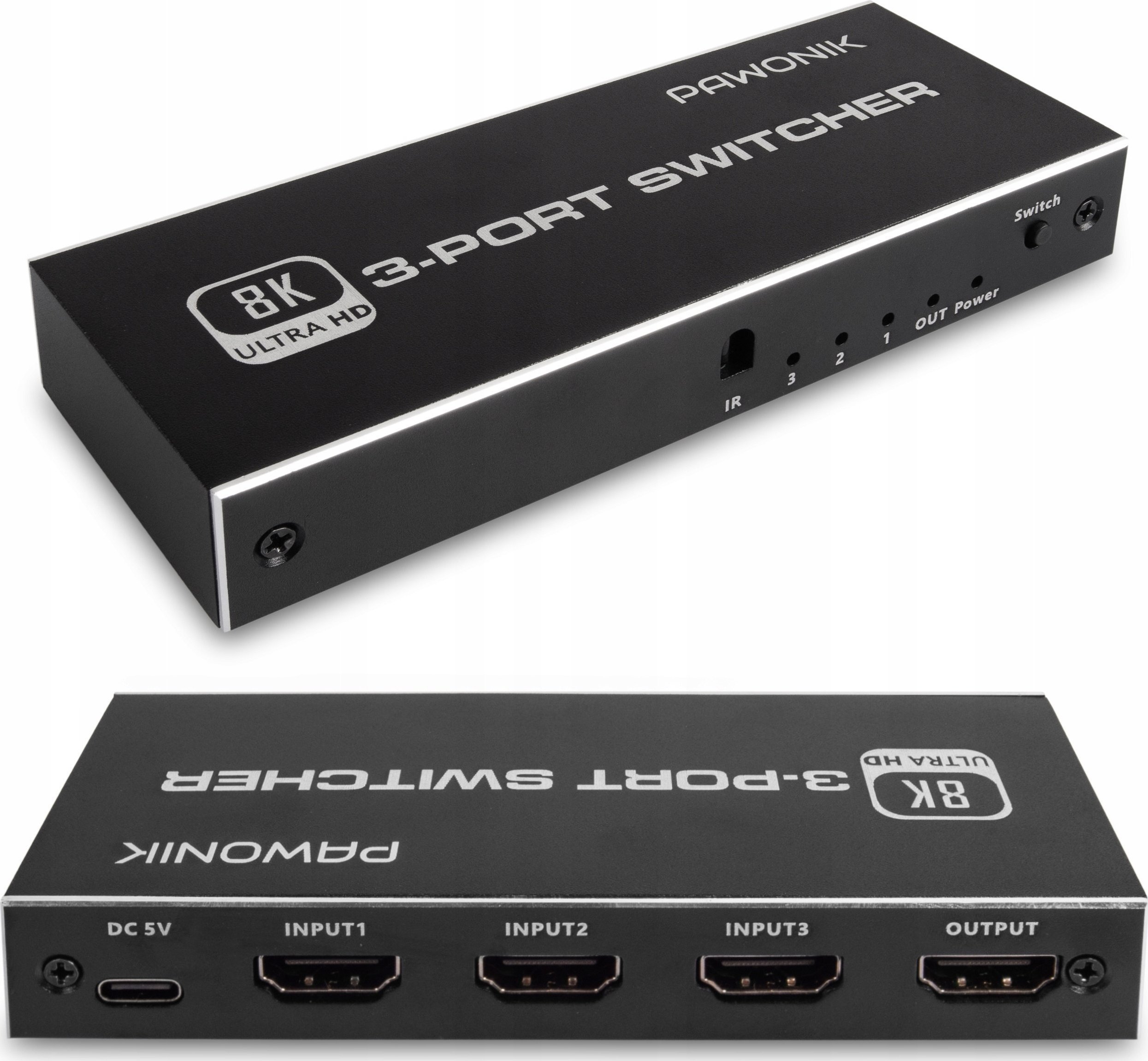 Pawonik SWITCH HDMI 2.1 3X1 PRZEŁĄCZNIK 8K 4K 120HZ 240HZ