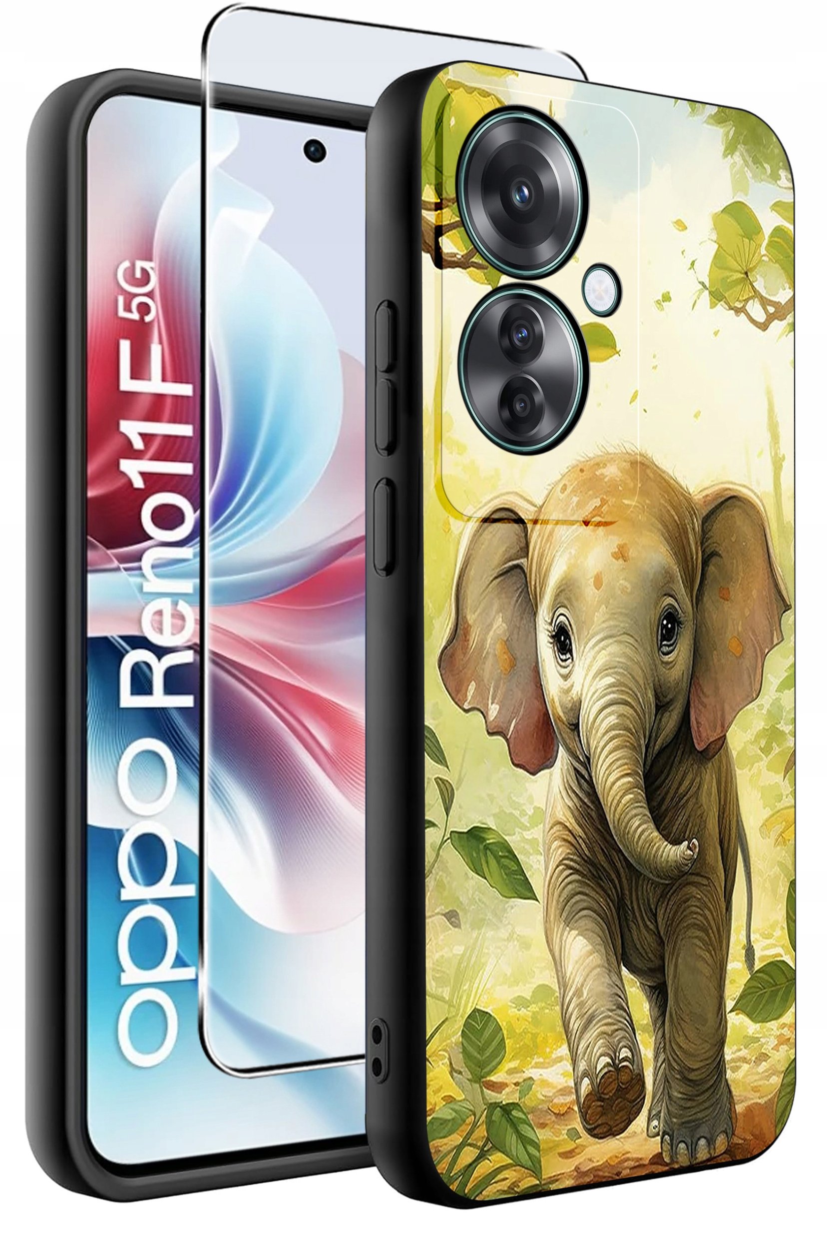 ETUI do Oppo Reno11 F 5G WZORY | SILIKONOWE MATT CASE + SZKŁO HARTOWANE 9H
