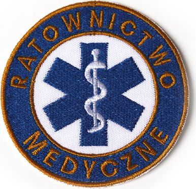 Polska Firma Emblemat RATOWNICTWO MEDYCZNE koło stare złoto