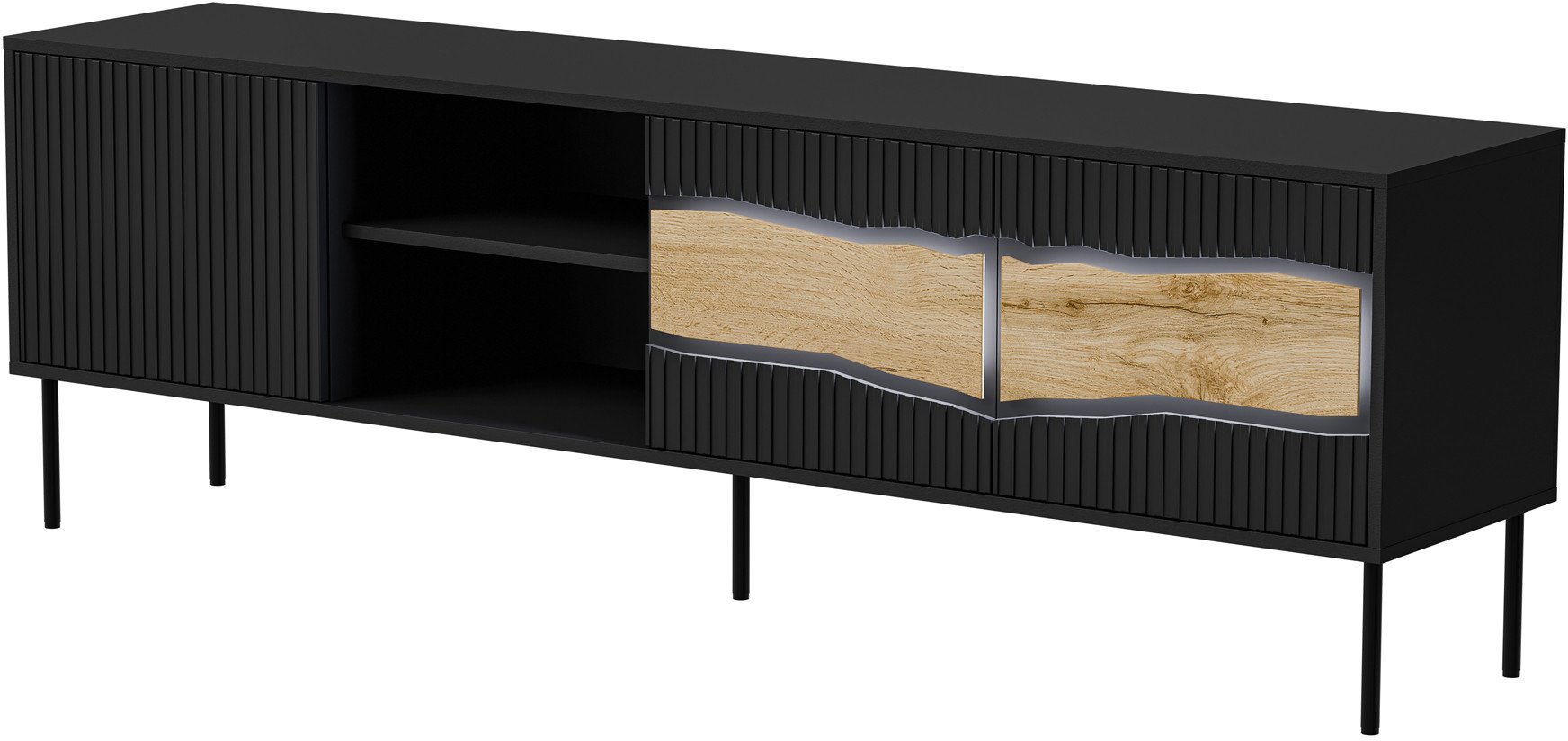 Szafka RTV INSERTO 3D1W 190x40x61,5 czarny + LED