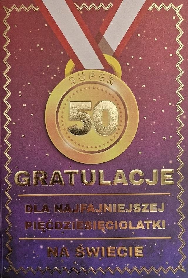 Yeku Karnet Urodziny 50 medal damskie