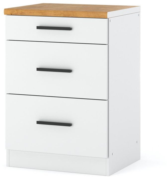 szafka kuchenna dolna z blatem modułowa 3 szuflady blande 60cm biała mat