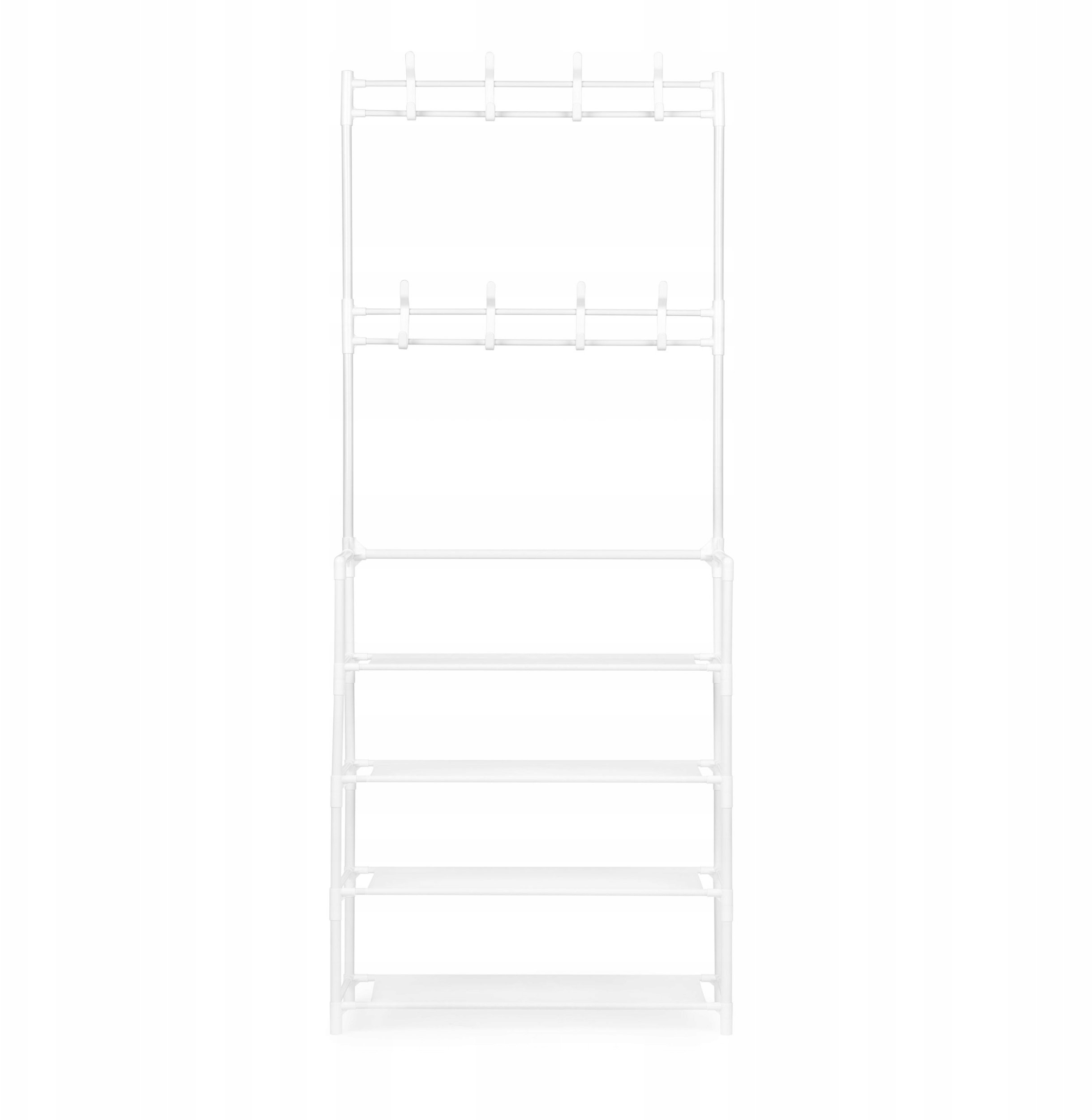 Stojący wieszak na ubrania z półkami biały 60x26x152,5 cm