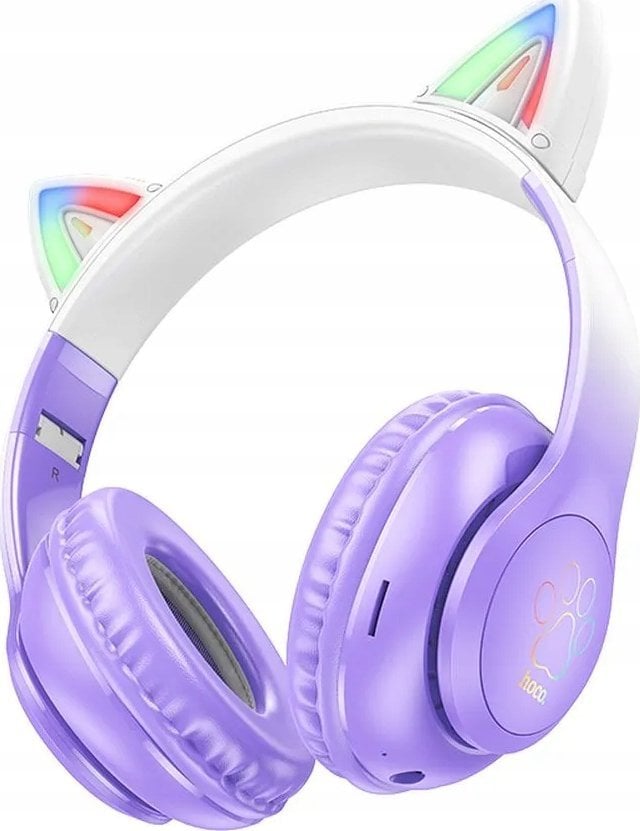 Słuchawki Hoco HOCO słuchawki bezprzewodowe bluetooth nagłowne W42 Kocie Uszy fioletowe winogrono
