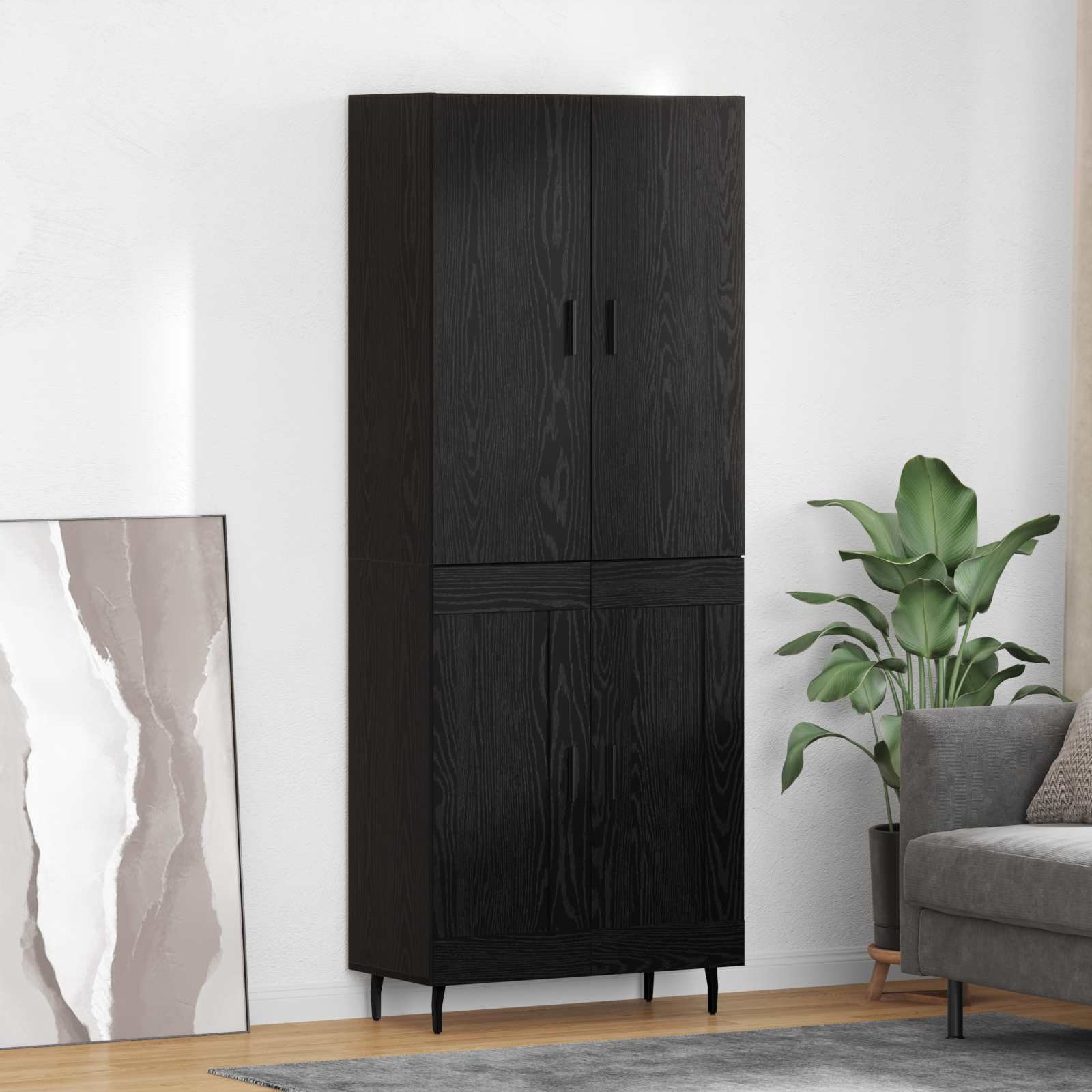 vidaXL Highboard Czarny dąb 69,5 x 34 x 180 cm