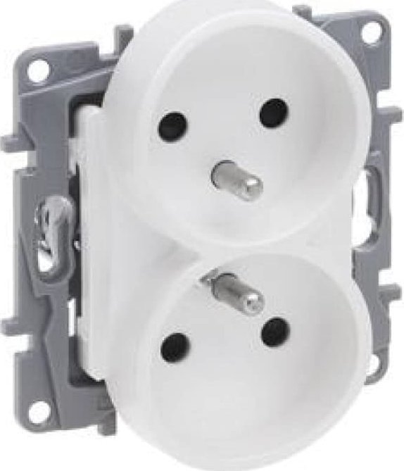 Legrand Niloe Selection Gniazdo 2 x 2p+z do ramek wielokrotnych (z przesłoną, zaciski śrubowe) perła 762442