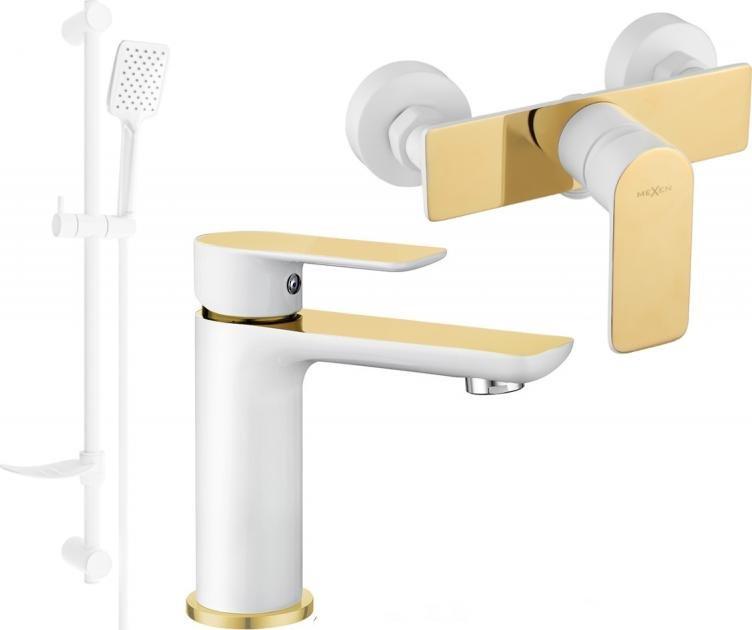 Bateria prysznicowa Mexen Mexen Alfa DF62 zestaw prysznicowy, biały/złoty - 745704DF62-25