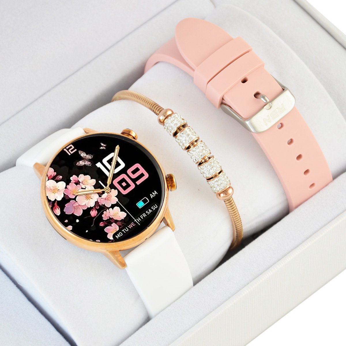 Zestaw damski zegarek SMARTWATCH Rubicon RNCF09/ 2 paski + bransoletka1