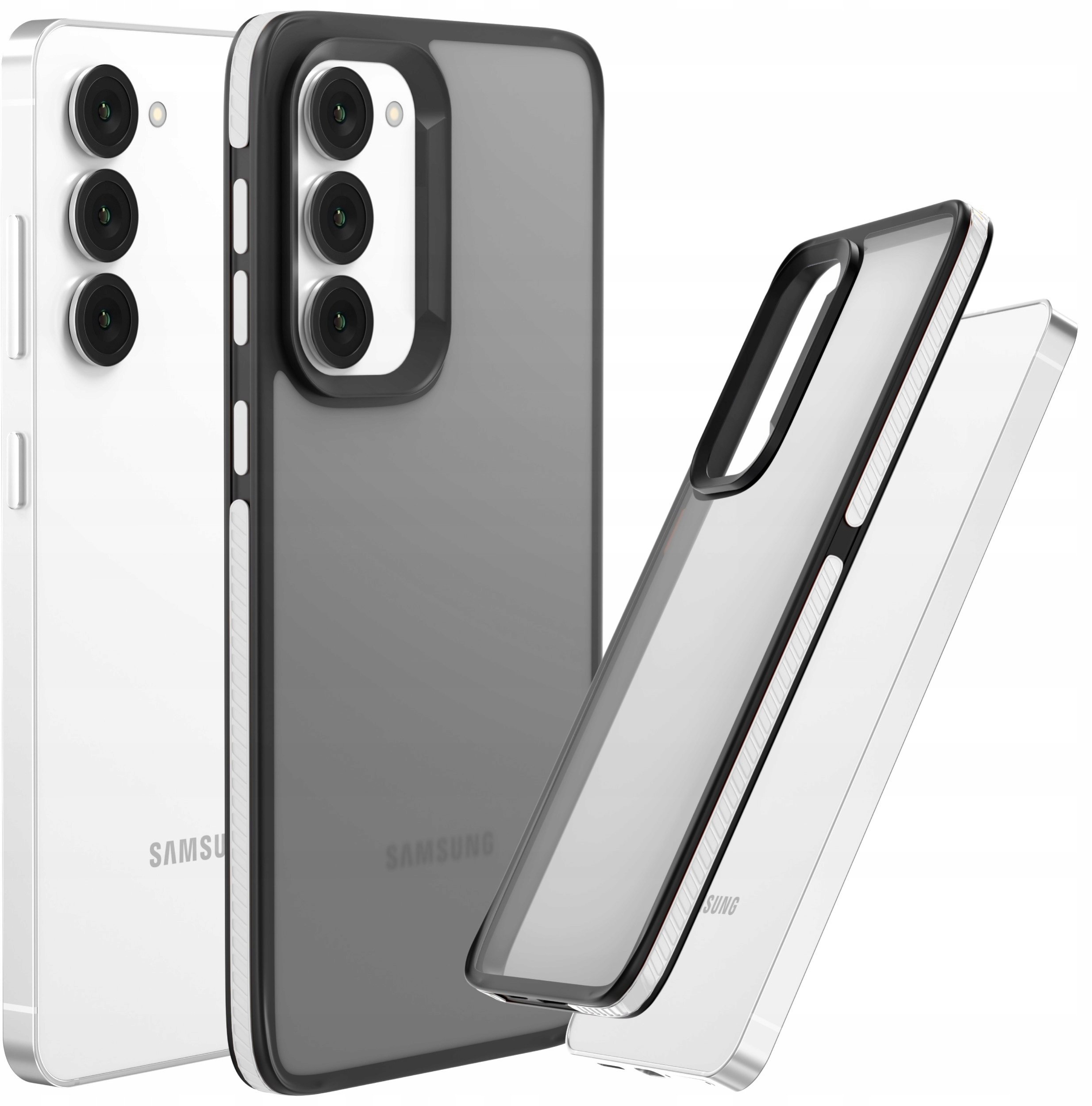 Etui Do Samsung Galaxy S23 (Matowe, Biała Ramka, Bumper, Plecki, Ochronne)