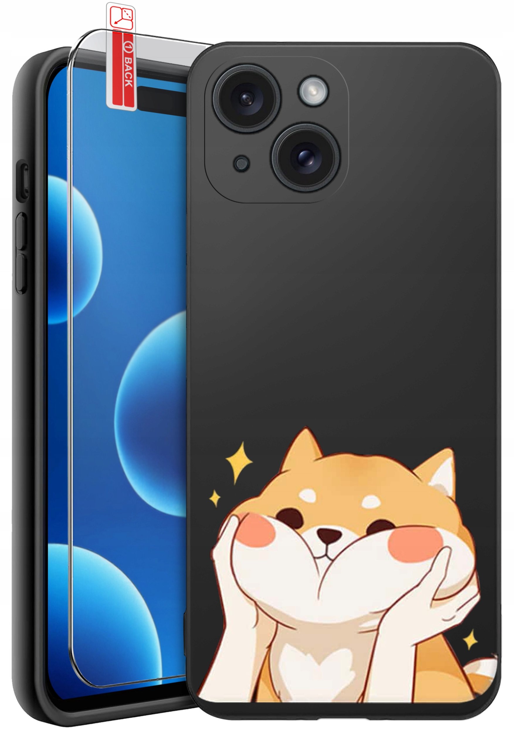 ETUI do iPhone 15 | WZORY | SILIKONOWE MATT CASE + SZKŁO 9H