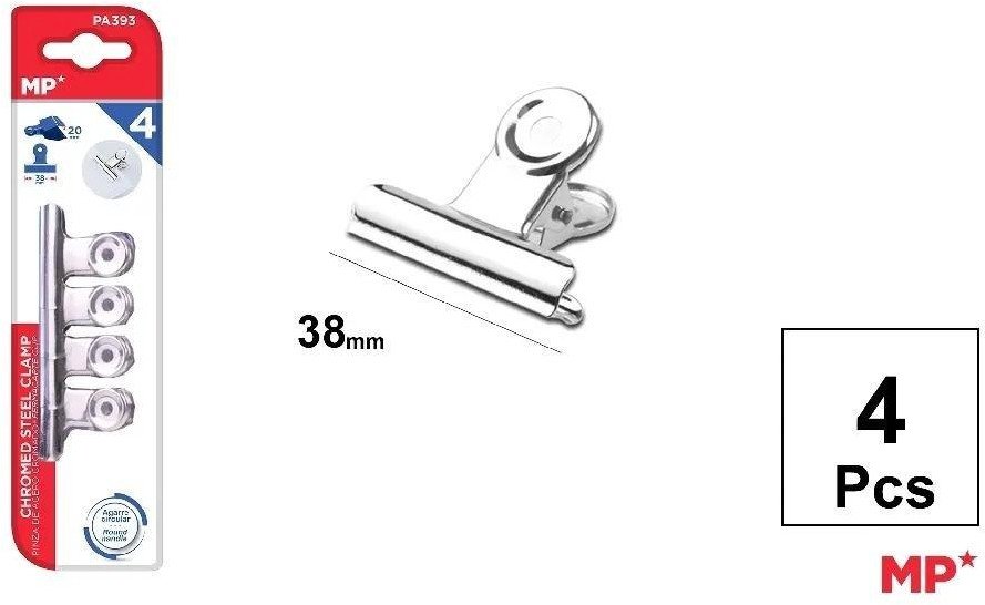 Klipsy biurowe metalowe srebrne 38mm 4szt