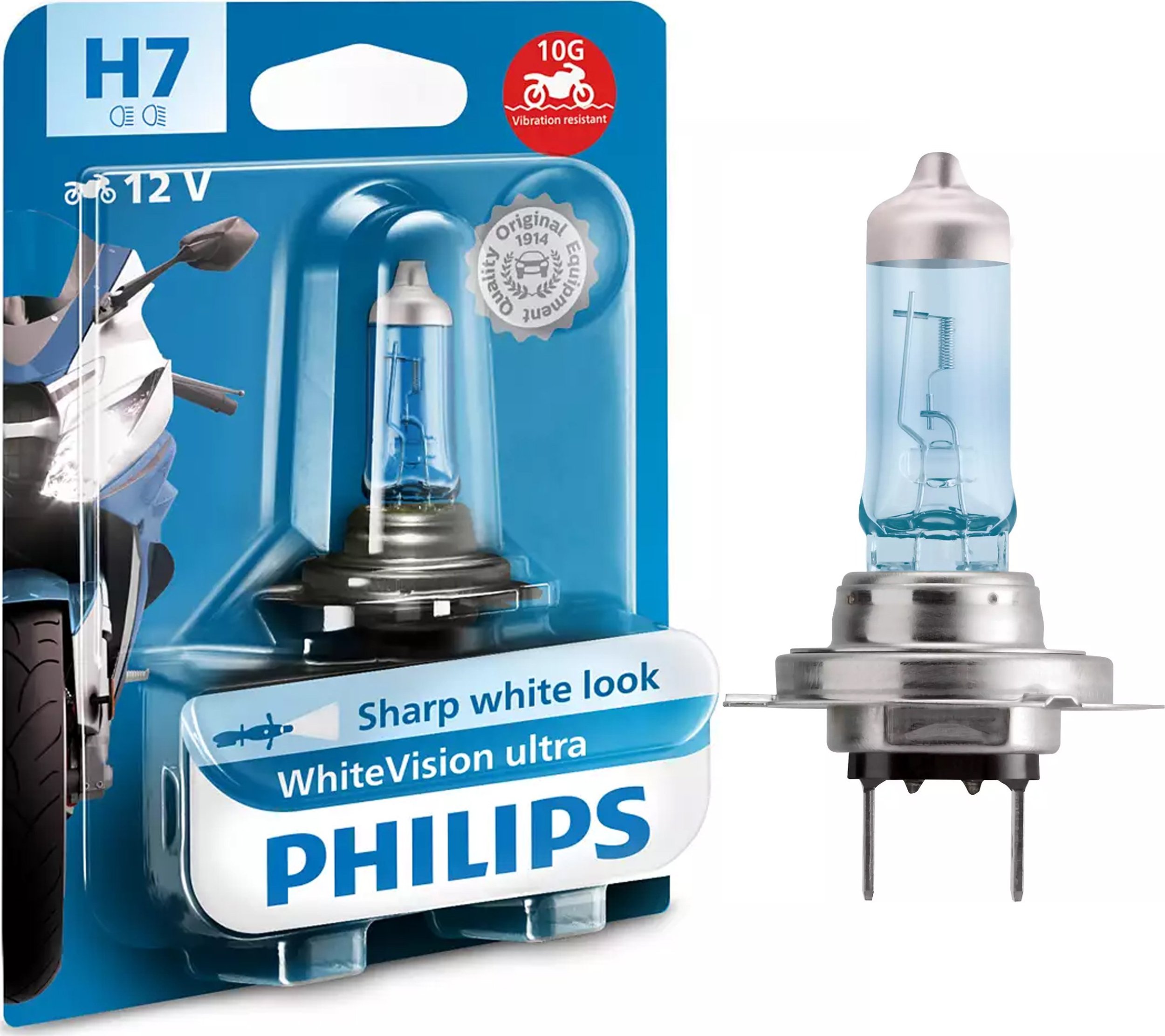 Osram Philips White Vision Ultra Moto H7 12V 55W