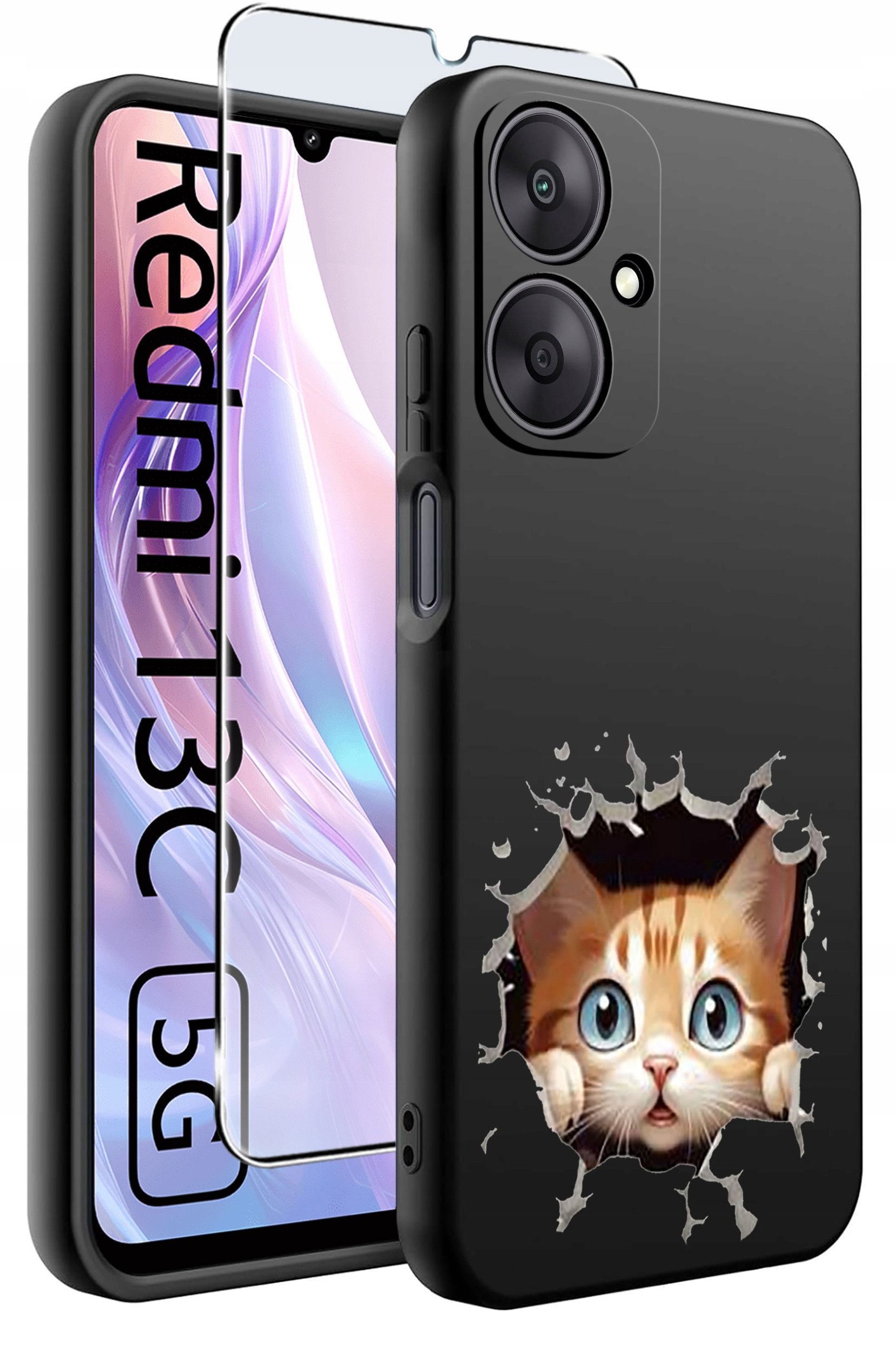 ETUI do Xiaomi Redmi 13C 5G WZORY |SILIKONOWE MATT CASE +SZKŁO HARTOWANE 9H