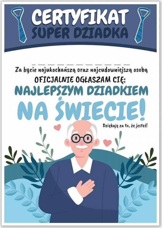LearnHow Certyfikat A4 Dzień Super Dziadka 5szt