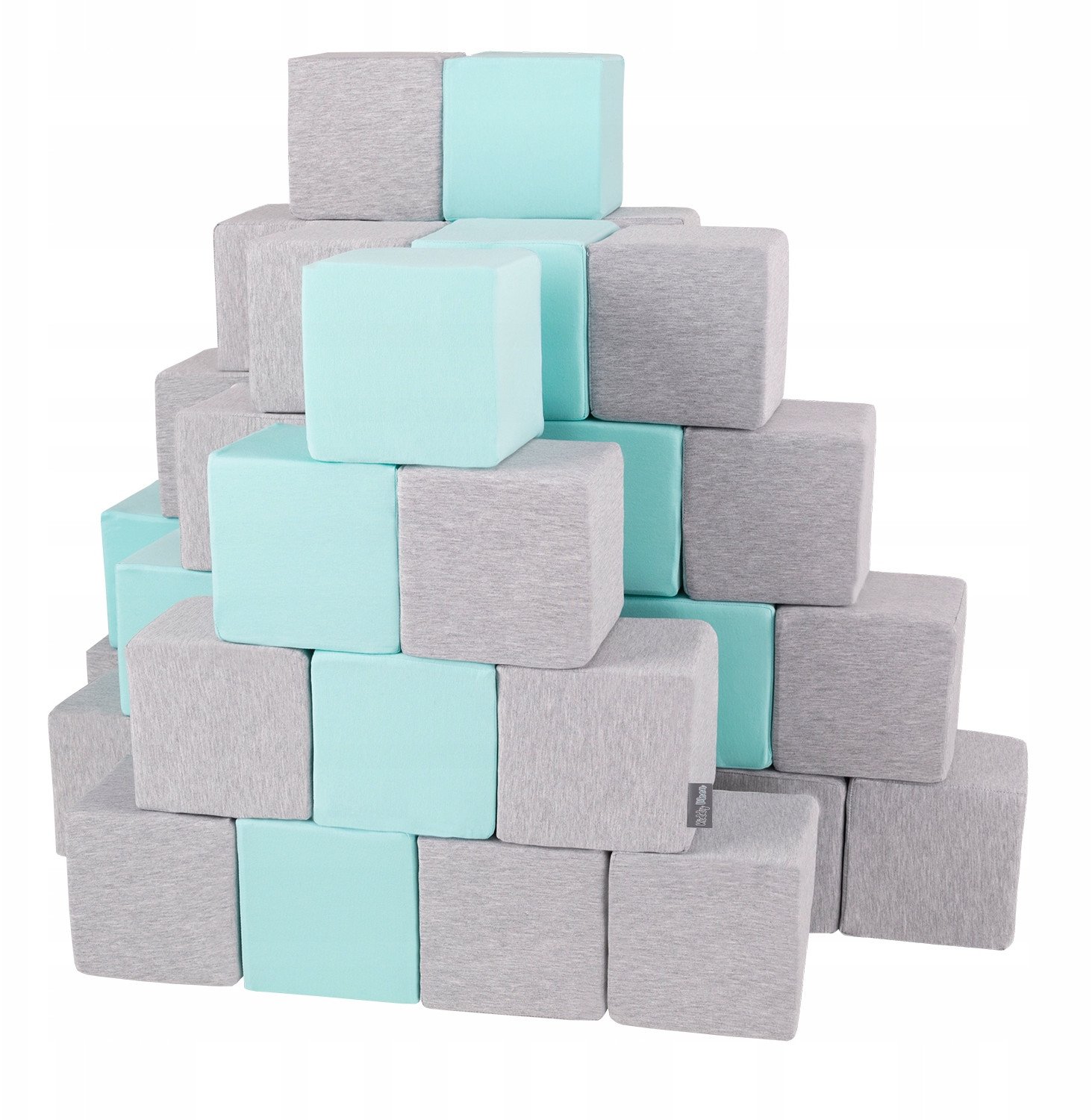 KiddyMoon Miękkie klocki 14cm sześciany: jasnoszary-miętowy 48 Zabawka klocki z pianki