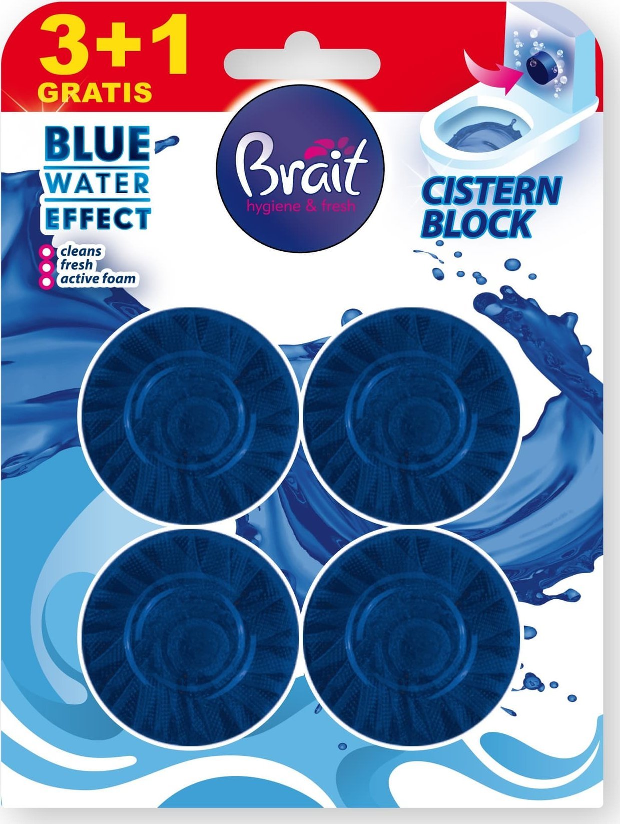 DRAMERS BRAIT Blue Water Effect Krążek do WC Niebieski 4 x 50 g