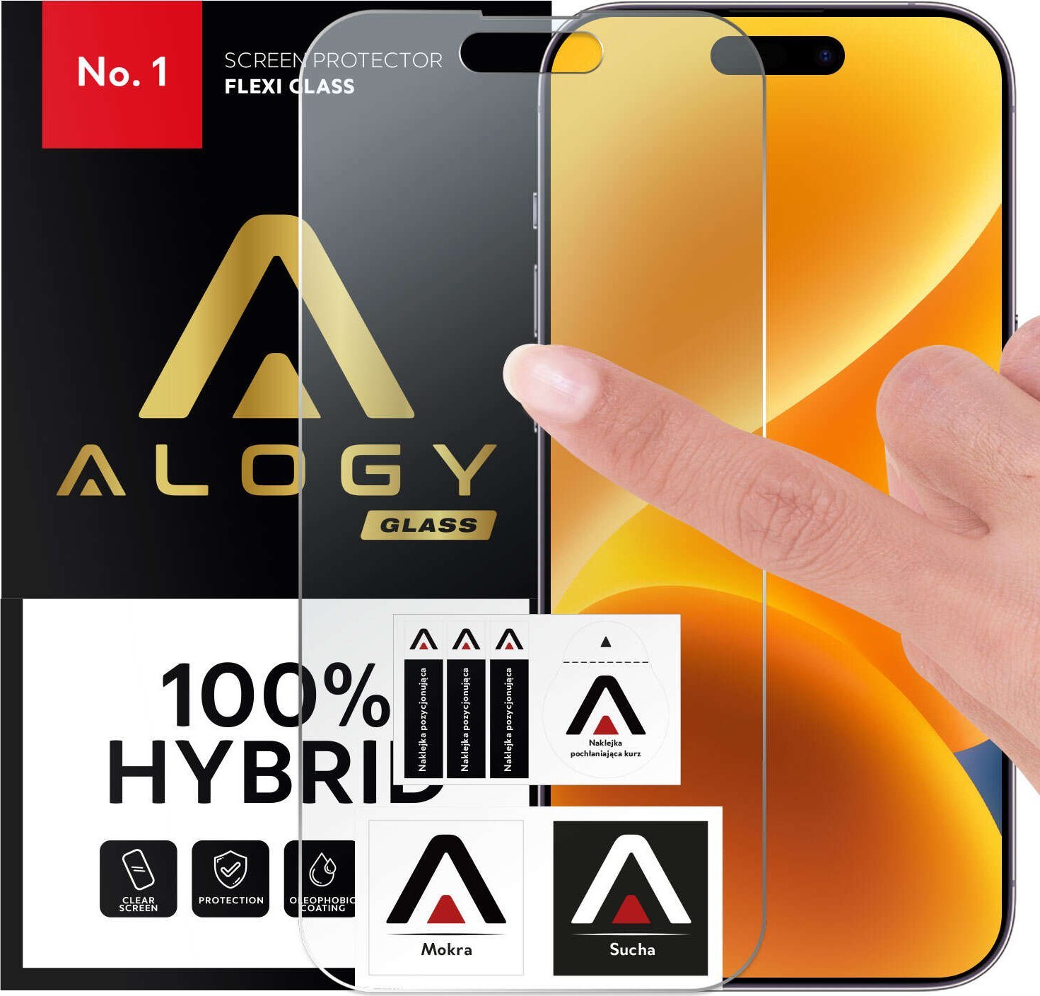 Alogy Szkło hybrydowe do Apple iPhone 15 na cały ekran Alogy Flexi Full Glass 9H szkiełko ochronne Nietłukące