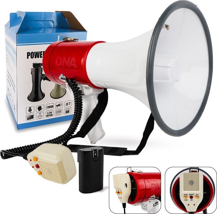 Głośnik DNA DNA MEGA2 megafon 50W wzmacniacz głosu syrena USB Bluetooth AUX micro SD