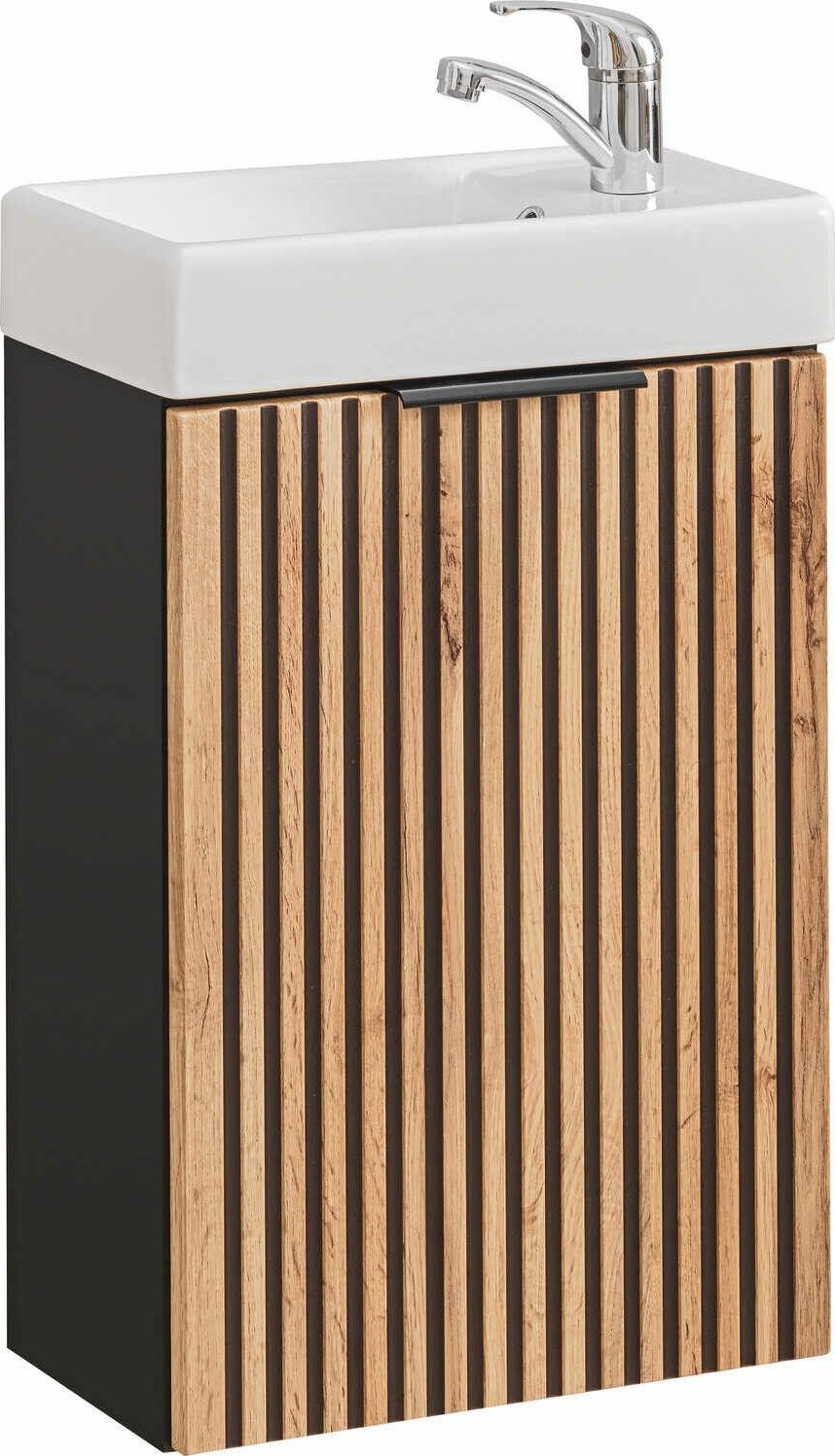 Comad Wąska szafka z umywalką, Xilo, 40x22x57 cm, dąb wotan, mat