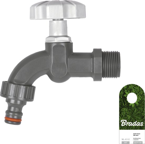 Bradas Kran ogrodowy z tworzywa sztucznego 1/2 z nyplem do szybkozłącza 0605