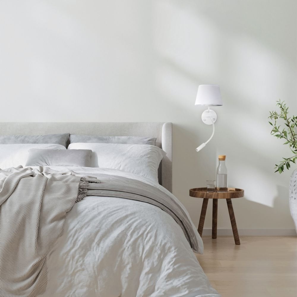 TK Lighting Maja 10080 kinkiet lampa ścienna 1x60W E27 1x6W G9 biały