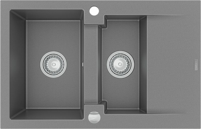 Zlewozmywak Mexen Gaspar zlewozmywak granitowy 1,5-komorowy z krótkim ociekaczem 737 x 475 mm, szary - 6507731505-71
