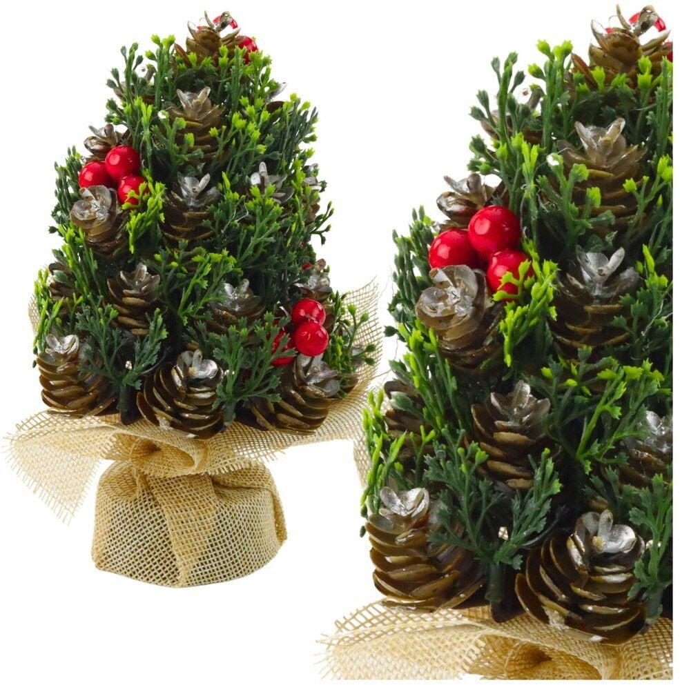 Choinka Sztuczna Dekoracyjna Szyszki Czerwona Jarzębina Ozdoby 17x10cm