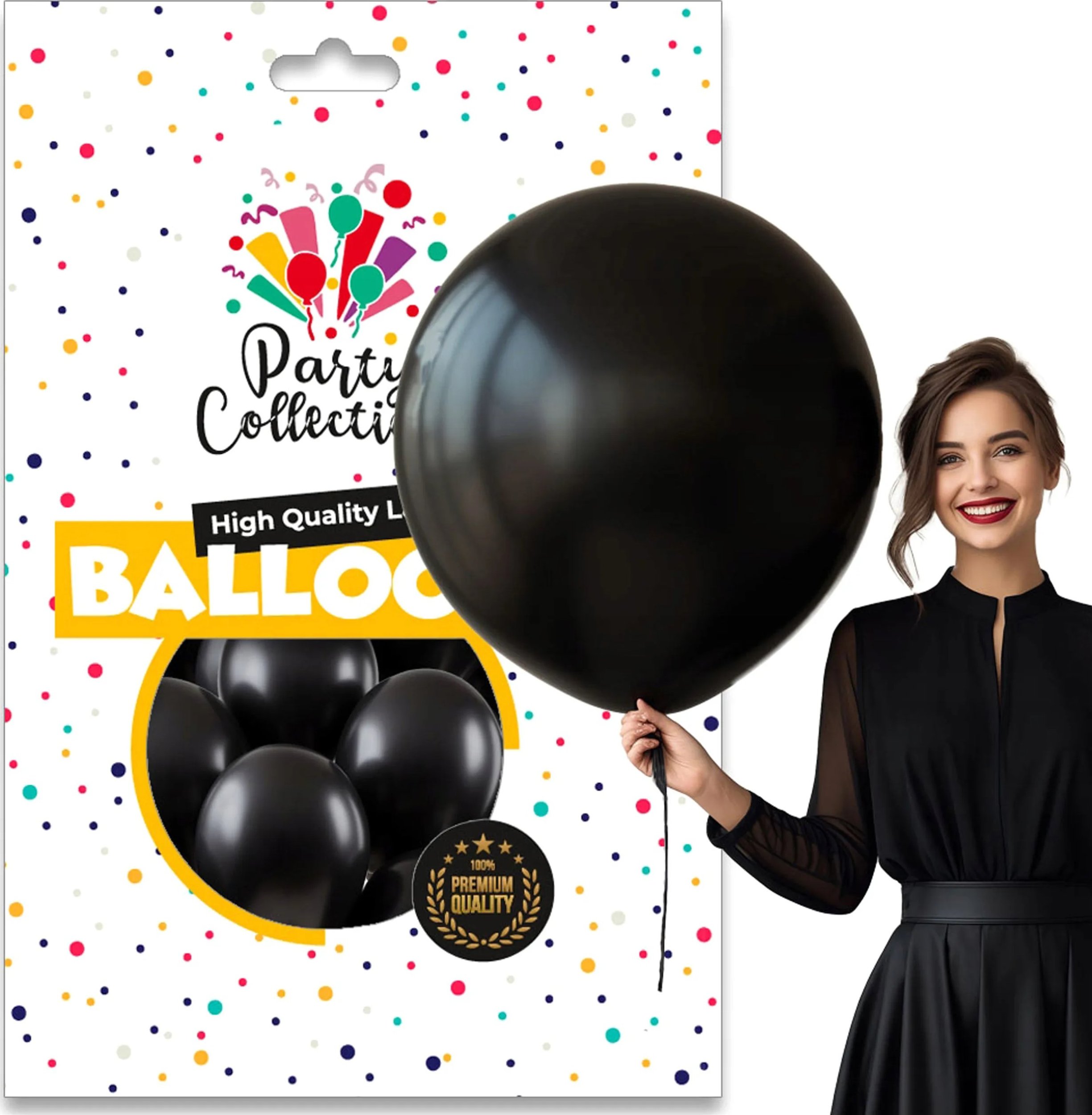 BALONY pastelowe CZARNE 45cm do dekoracji GIRLANDA balonowa 25szt PREMIUM