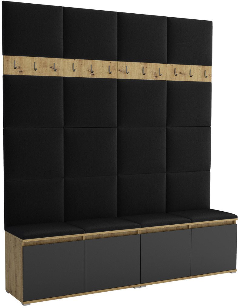 Tapicerowana garderoba Noris II - kolor artisan z czarnym frontem + tkanina Trinity 16