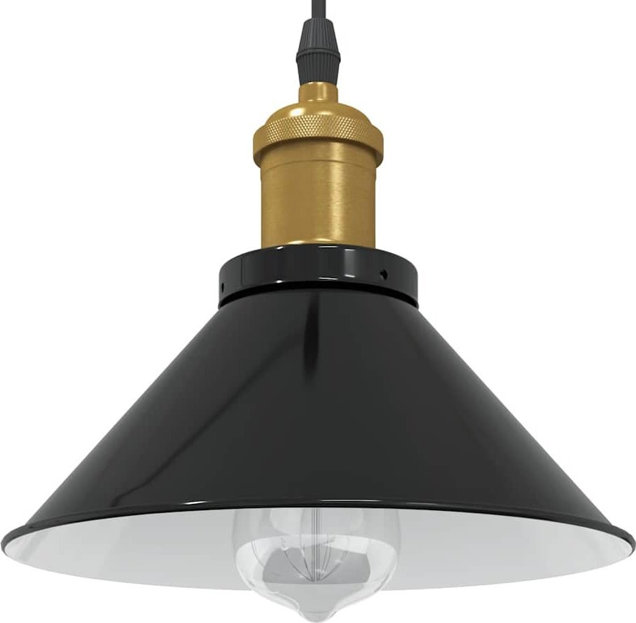 vidaXL Lampa wisząca z regulacją wysokości E27 połysk czarny metal