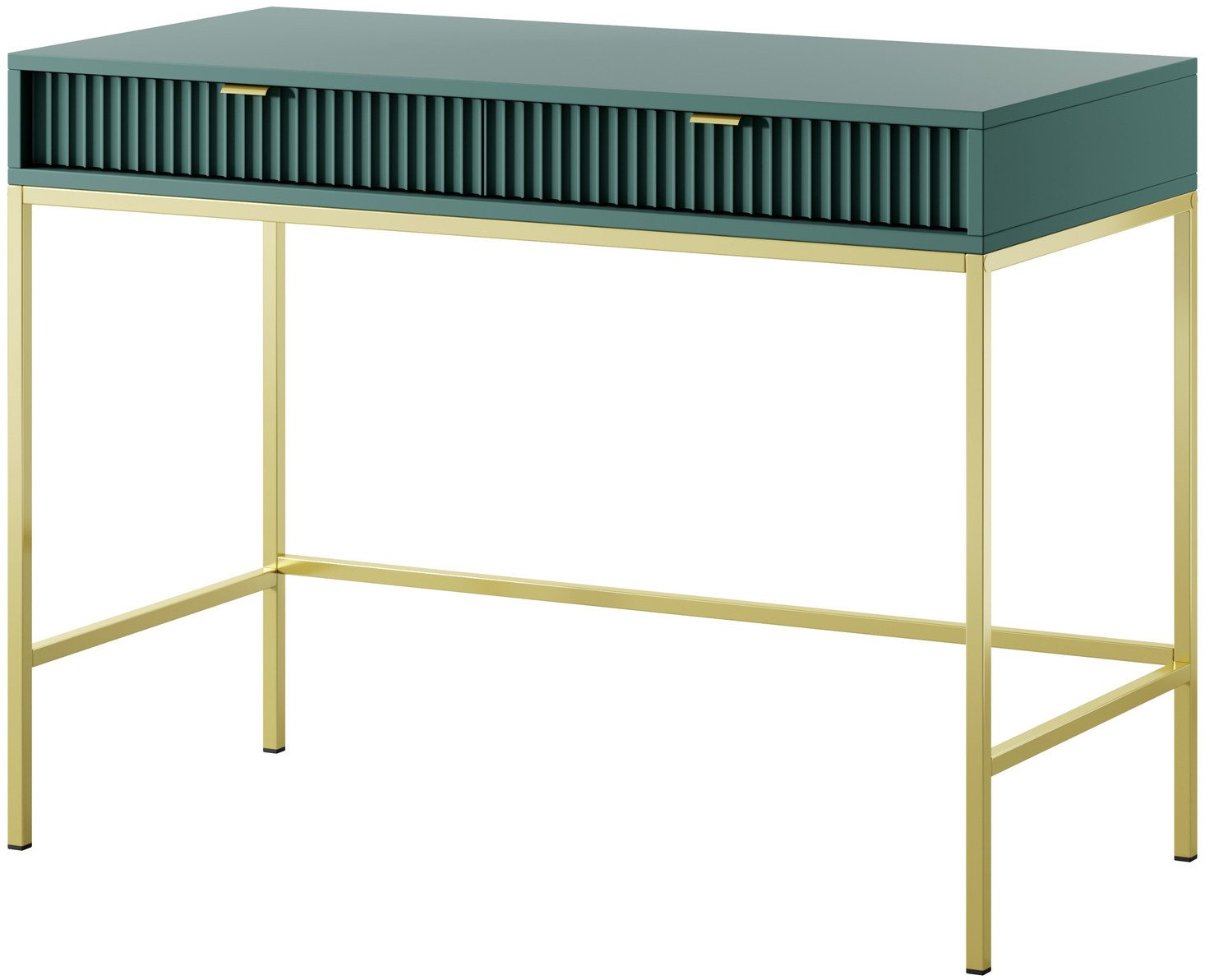 Toaletka z szufladami Kioto w kolorze zielonym i złotymi nóżkami