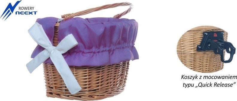 NEEXT Koszyk wiklinowy rowerowy na CLICK z wkładem mat