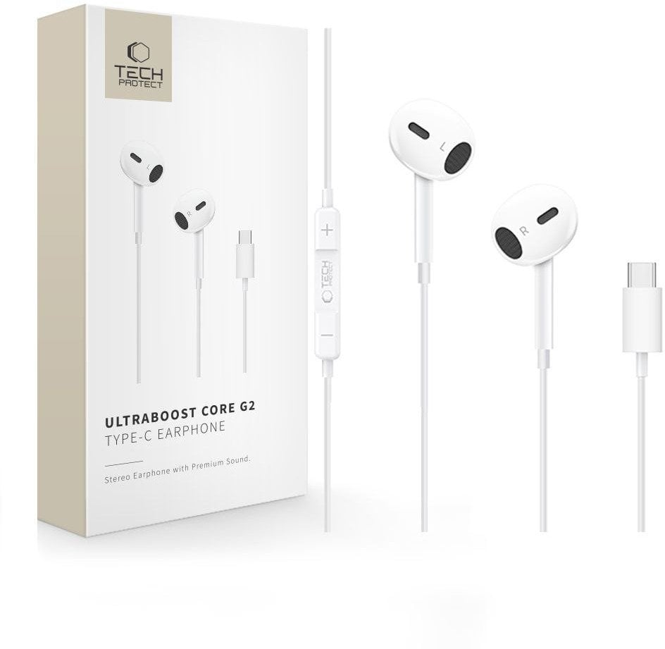 Słuchawki douszne Tech-Protect Ultraboost USB-C Earphone Core G2 White