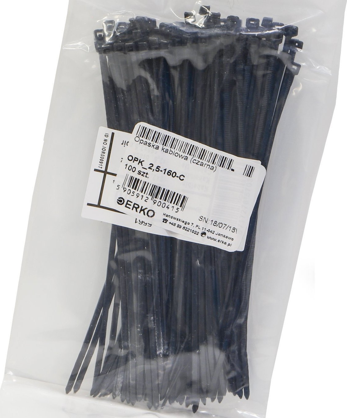 Organizer Erko Opaska zaciskowa czarna OPK 160/2,5 op.100szt ERKO