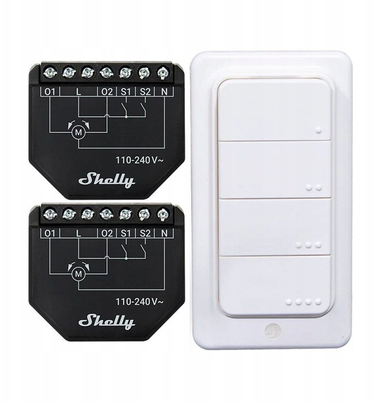 Shelly Set of 2 Blind/curtain WiFi controllers Shutter + BLU RC Button 4