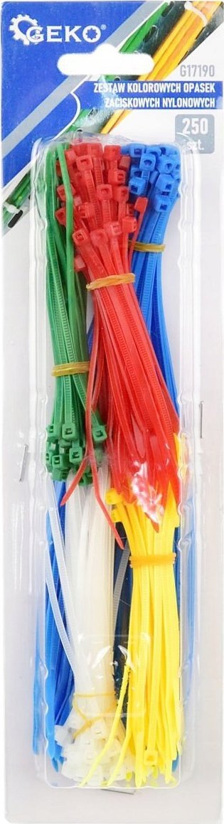 Geko Zestaw kolorowych opasek zaciskowych nylonowych 250szt (80)