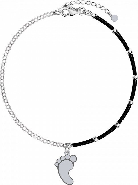 Radziszewska Jewellery Bransoletka Srebrna ze Stópką i koralikami