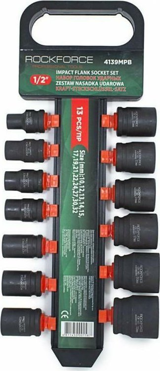 Rockforce ROCKFORCE NASADKI UDAROWE KRÓTKIE 13szt.1/2" 10-32mm /WIESZAK