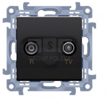 CAZ.01/49 Simon 10 Gniazdo antenowe R-TV zakończeniowe do gniazd przelotowych 10 dB (moduł), 1x wejście: 5-862 MHz czarny mat CAZ.01/49