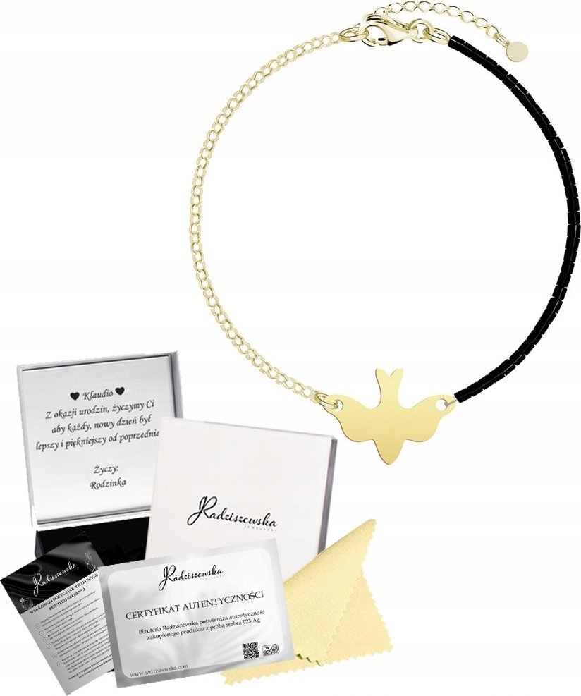 Radziszewska Jewellery Złota Bransoletka z Gołębica Duch Święty 925 Prezent GRAWER GRATIS