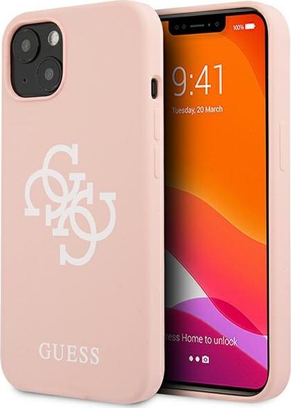 Guess Guess GUHCP13SLS4GWPI iPhone 13 mini 5,4" różowy/pink hard case Silicone 4G Logo