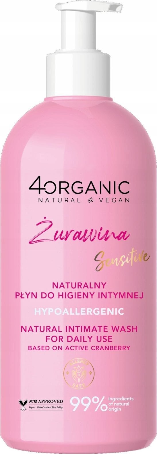 4ORGANIC_Naturalny płyn do higieny intymnej Żurawina 350ml