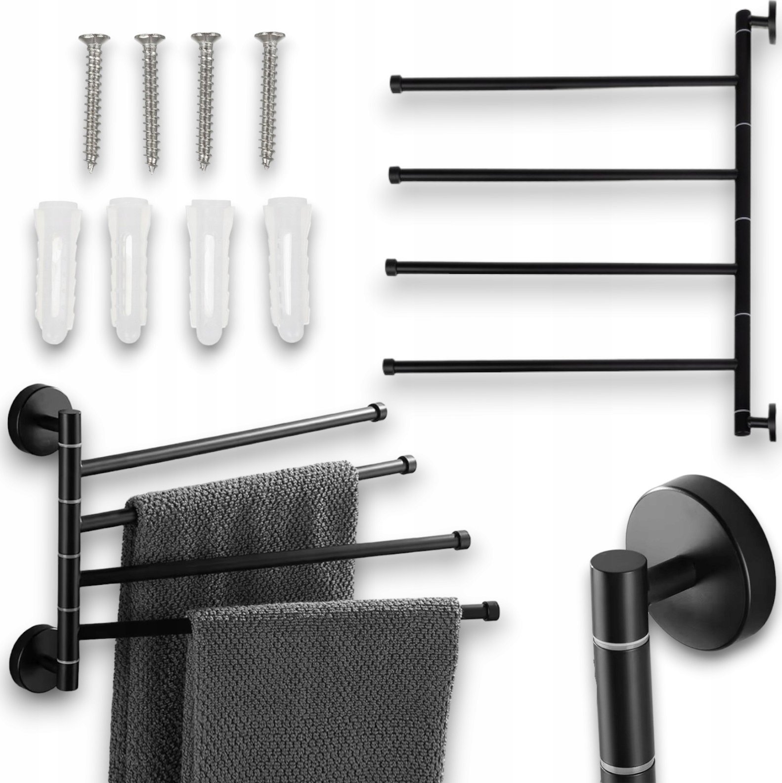 Wieszak na ręczniki 43x35 cm czarny