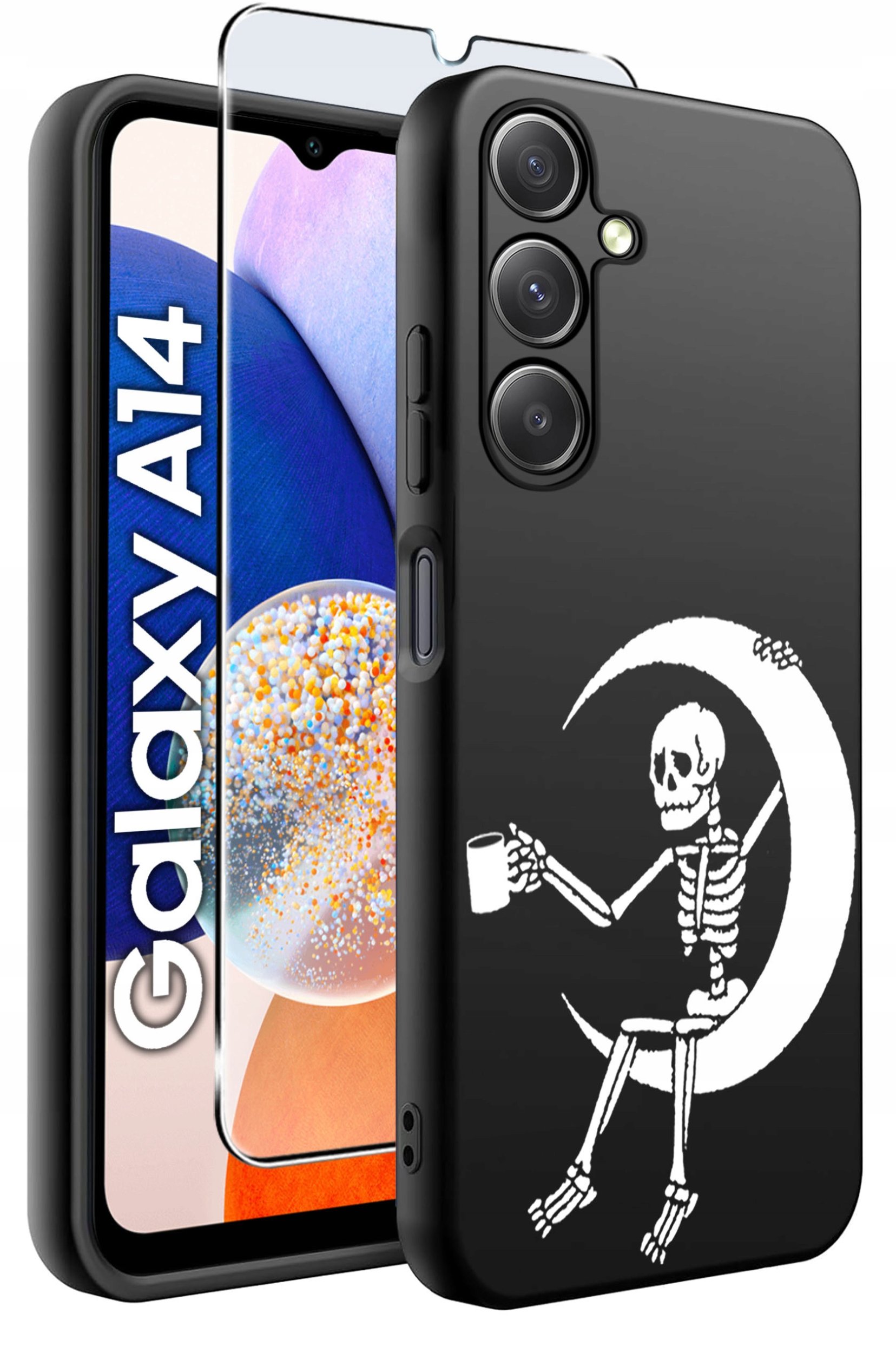 ETUI do Samsung A14 5G WZORY | SILIKONOWE MATT CASE + SZKŁO HARTOWANE 9H