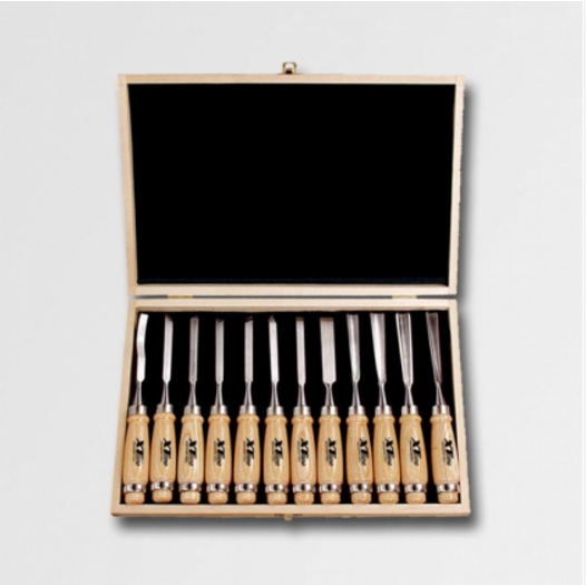 XTline Dłuta snycerskie 12 elementów opakowanie drewniane (XT790300)