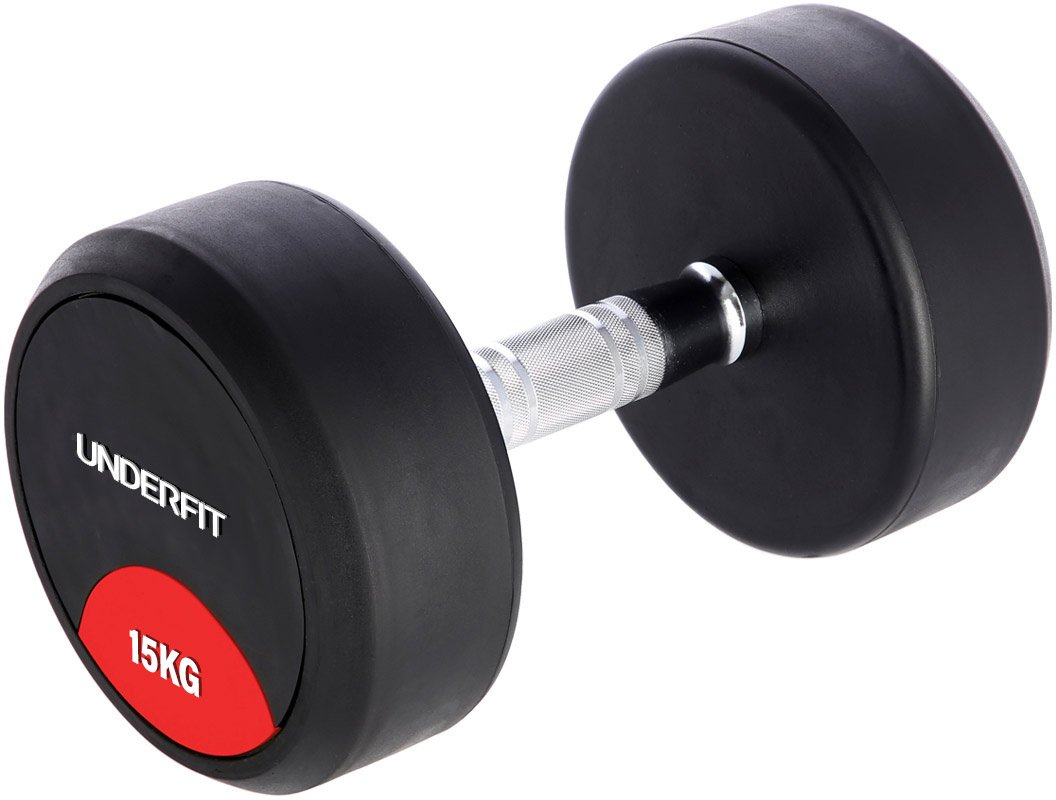 Hantla gumowana 15 kg UNDERFIT do ćwiczeń siłowych fitness