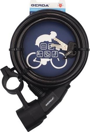 Zapięcie rowerowe Gerda linka z uchwytem transportowym typ S, korpus okrągły Flex 1500/8A czarne 0SFLU150008 06A2YP