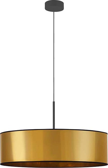 Lampa wisząca Lumes Złoty żyrandol z abażurem walec 60 cm - EX874-Sintrev