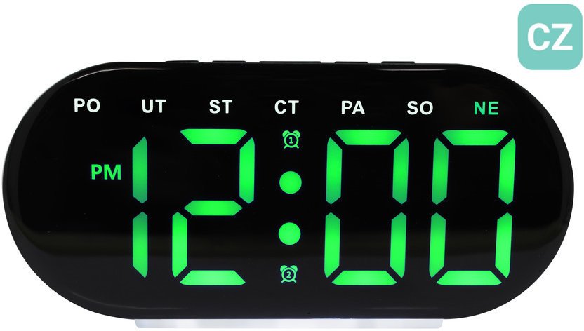 JVD Zegar sieciowy LED SB8035.1 cyfry 5 cm, termometr, budzik, wersja czeska