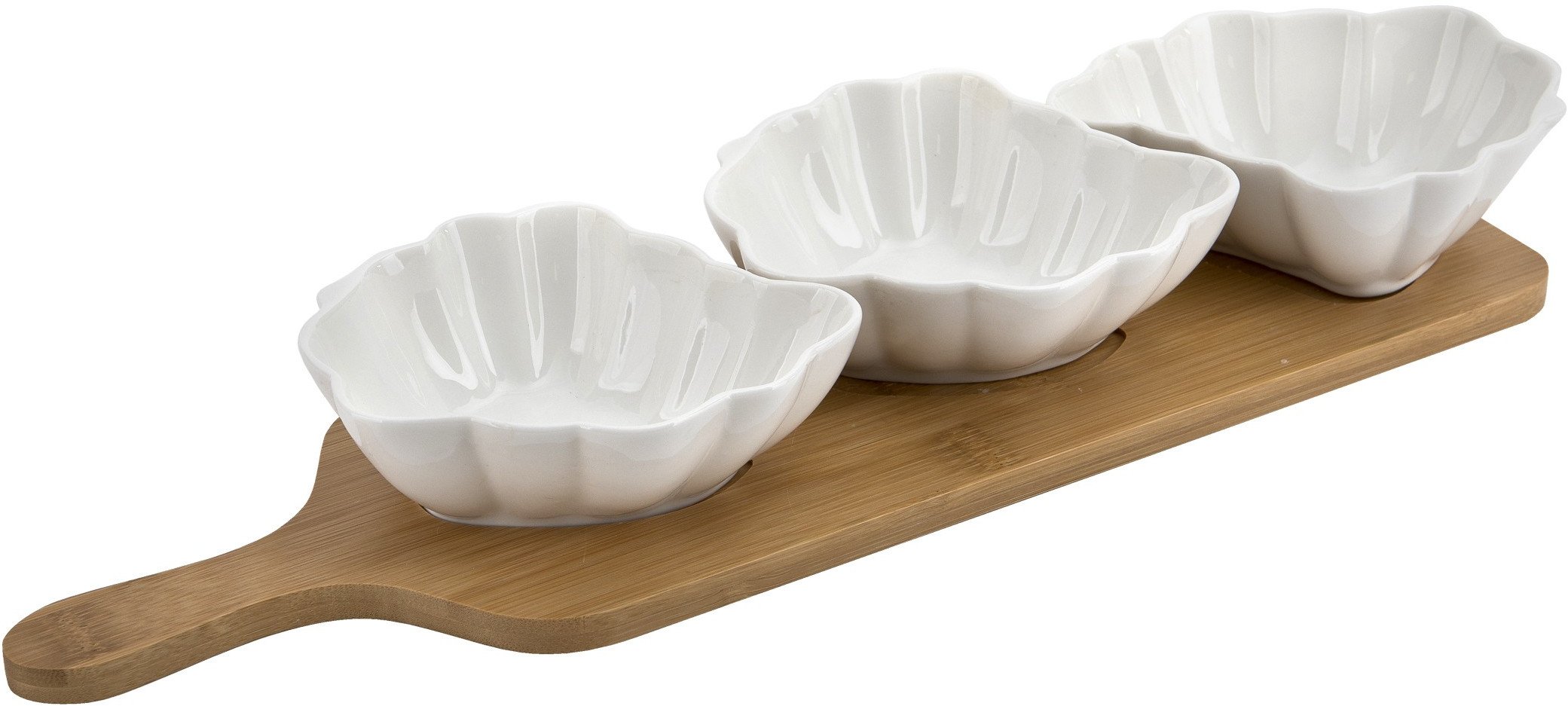 Komplet do serwowania przystawek 3 miseczki Liść